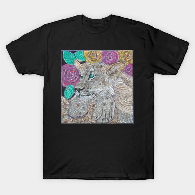 Lion with roses T-Shirt by SamsArtworks